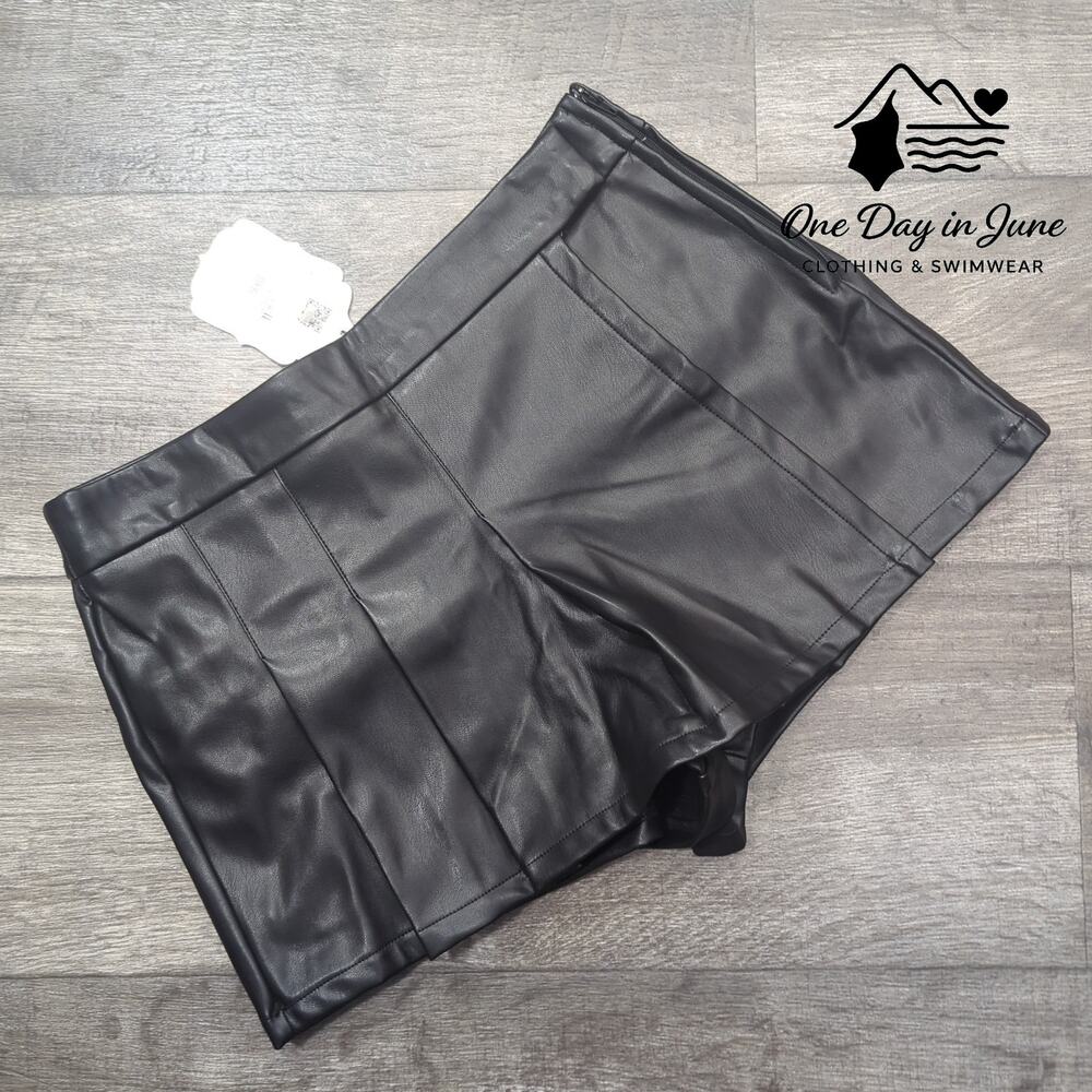 Altar'd State Black Faux Leather Shorts - Picture 1 of 7